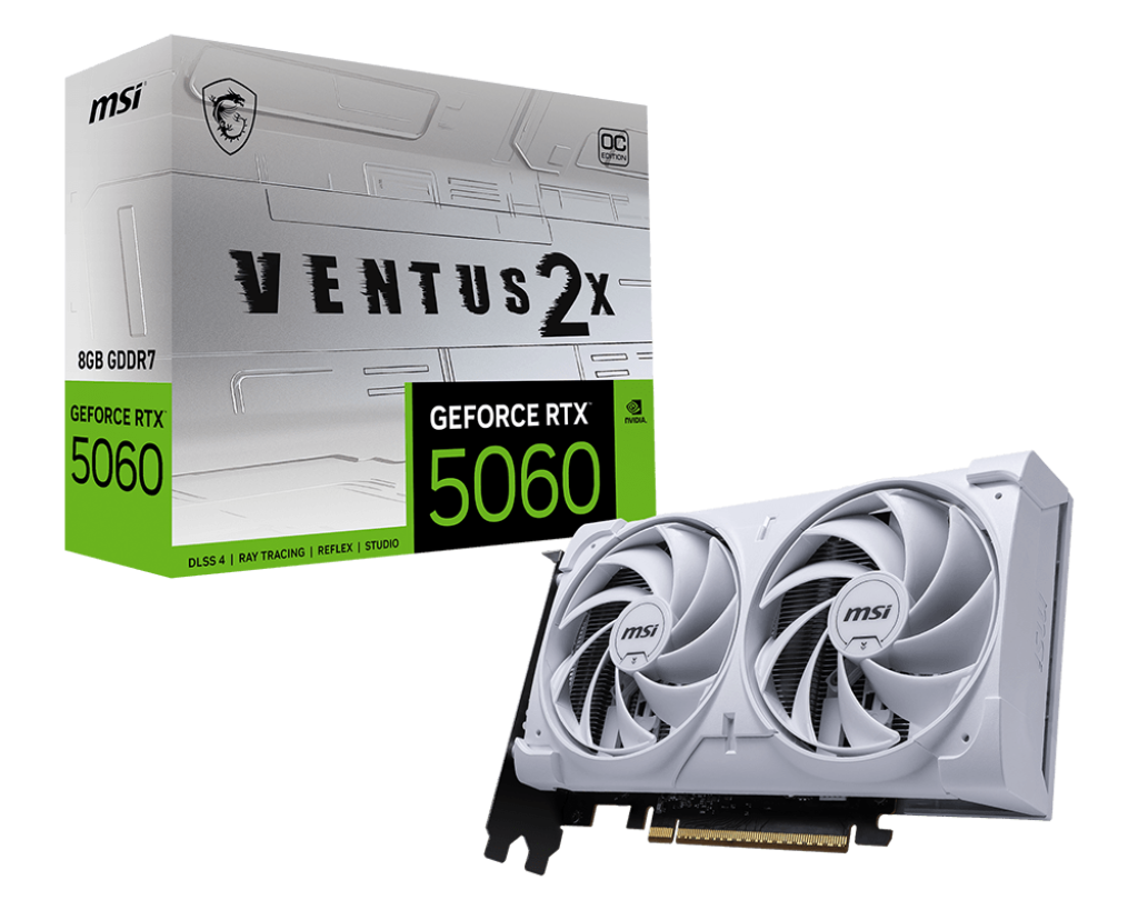 5060 ventus white GeForce-RTX-5060-8G-VENTUS-2X-OC-WHITE – Image 1